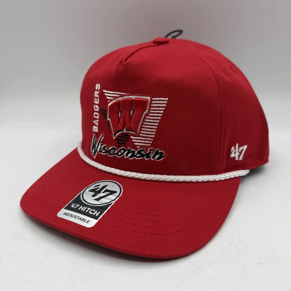 '47 Brand Hitch Wisconsin Badgers YOUTH Hat Cap Snapback Adjustable Rope Red NWT